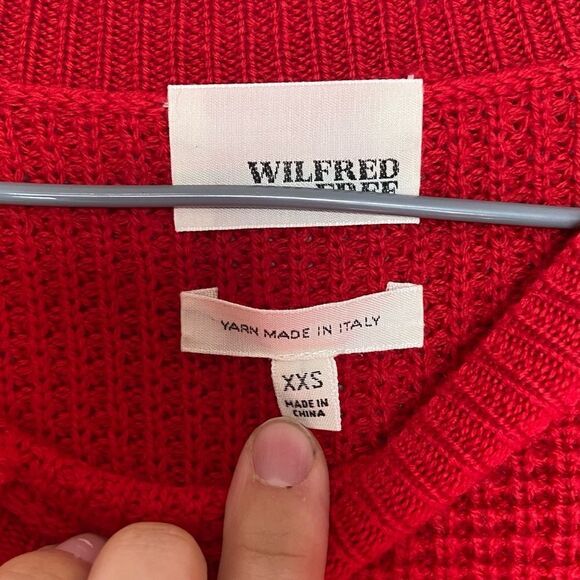 Wilfred Free | Aritzia NWOT Crew-Neck 100% Wool Knit Sweater Red Size XXS - Picture 3 of 8